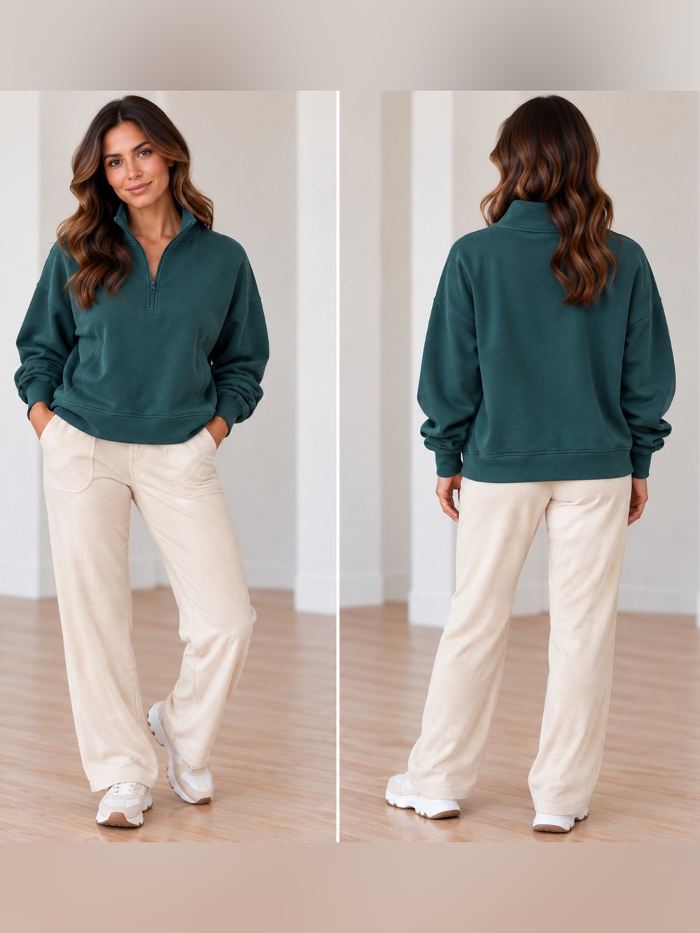 Athleta Forever Fleece Quarter Zip Sweatshirt